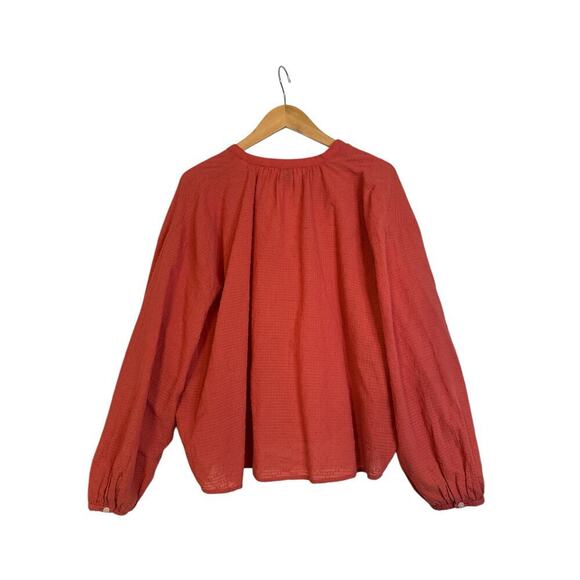 Universal Thread Women's Balloon Long Sleeve Popover Poet Blouse Size M Orange - Picture 5 of 10